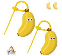 zoocco 2 Pack Banana Toothbrush Holder, Portable Banana Toothbrush Travel Case, Clip on Cute Tooth Brush Cover with Silicone Toothpaste Dispenser (Yellow * 2)