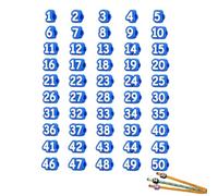 zoocco 30/50 Pcs Numbered Pencil Toppers for Classroom Organization, Reusable 2 Pencil Caps for Teachers Students Back to School (Blue,Number: 1-50)