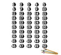 zoocco 30/50 Pcs Numbered Pencil Toppers for Classroom Organization, Reusable 2 Pencil Caps for Teachers Students Back to School (Black,Number: 1-50)