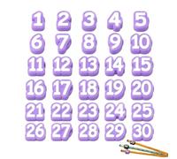 zoocco 30/50 Pcs Numbered Pencil Toppers for Classroom Organization, Reusable 2 Pencil Caps for Teachers Students Back to School (Purple,Number: 1-30)