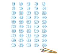 zoocco 30/50 Pcs Numbered Pencil Toppers for Classroom Organization, Reusable 2 Pencil Caps for Teachers Students Back to School (Light blue,Number: 1-50)