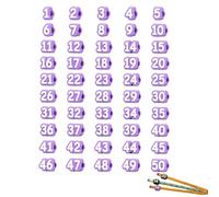 zoocco 30/50 Pcs Numbered Pencil Toppers for Classroom Organization, Reusable 2 Pencil Caps for Teachers Students Back to School (Purple,Number: 1-50)