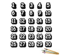 zoocco 30/50 Pcs Numbered Pencil Toppers for Classroom Organization, Reusable 2 Pencil Caps for Teachers Students Back to School (Black,Number: 1-30)
