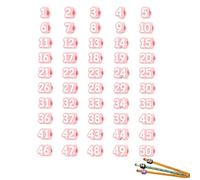 zoocco 30/50 Pcs Numbered Pencil Toppers for Classroom Organization, Reusable 2 Pencil Caps for Teachers Students Back to School (Pink,Number: 1-50)
