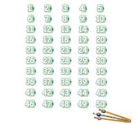 zoocco 30/50 Pcs Numbered Pencil Toppers for Classroom Organization, Reusable 2 Pencil Caps for Teachers Students Back to School (Green,Number: 1-50)