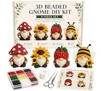 zoocco 3D Beaded Gnome Craft Kit, 4 Seasonal Gnome DIY Beading Kit with Materials & Instructions, Beginner Friendly 3D Beaded Gnome DIY Kit for Teens & Adults (#D-4)