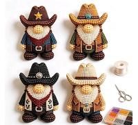 zoocco 3D Beaded Gnome DIY Kit, 4 Tiny Gnomes for Adults, Beginner-Friendly Beading Kits, Creative Craft Gift for Home, Shelf & Holiday Décor (H)