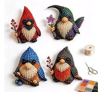 zoocco 3D Beaded Gnome DIY Kit, 4 Tiny Gnomes for Adults, Beginner-Friendly Beading Kits, Creative Craft Gift for Home, Shelf & Holiday Décor (J)