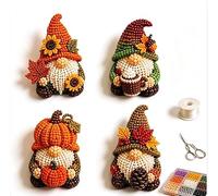 zoocco 3D Beaded Gnome DIY Kit, 4 Tiny Gnomes for Adults, Beginner-Friendly Beading Kits, Creative Craft Gift for Home, Shelf & Holiday Décor (E)