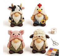 zoocco 3D Beaded Gnome DIY Kit, 4 Tiny Gnomes for Adults, Beginner-Friendly Beading Kits, Creative Craft Gift for Home, Shelf & Holiday Décor (A)