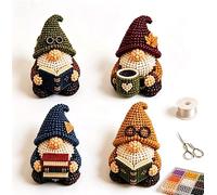 zoocco 3D Beaded Gnome DIY Kit, 4 Tiny Gnomes for Adults, Beginner-Friendly Beading Kits, Creative Craft Gift for Home, Shelf & Holiday Décor (G)