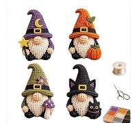 zoocco 3D Beaded Gnome DIY Kit, 4 Tiny Gnomes for Adults, Beginner-Friendly Beading Kits, Creative Craft Gift for Home, Shelf & Holiday Décor (F)