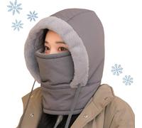 zoocco all-in-One Plush-Lined Thickened Thermal Hat with Face Mask for Men & Women, Windproof Ski Cold Winter Soft Comfort (Dark Gray)