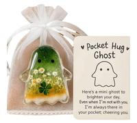 zoocco Biglietti di Auguri, Pocket Hug Ghost with Encouragement Card, Cute Mini Pocket Ghost Hug for Emotional Support, Inspirational Keepsake Gift for Friends & Family (3PCS Green Ghost)