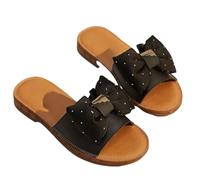 zoocco Bow Sandals for Women - Cute Slip-On Flat Sandalss with Bows, Summer Sandals for Women 2025, Lightweight Vacation Shoes (A,41)