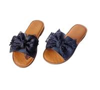 zoocco Bow Sandals for Women - Cute Slip-On Flat Sandalss with Bows, Summer Sandals for Women 2025, Lightweight Vacation Shoes (D,35)
