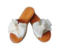 zoocco Bow Sandals for Women - Cute Slip-On Flat Sandalss with Bows, Summer Sandals for Women 2025, Lightweight Vacation Shoes (B,36)