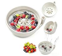 zoocco Ceramic Berry Bowl, Berry Washing Bowl for Fruit with Drain (White)