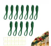 zoocco Christmas Garland Hangers for Mantle, Silicone Adhesive Wreath Hooks, Fireplace Stocking Holders, No Drill Stretchable Straps Garland Clips for Door Frame Stairways Holiday Decor (Green,12pc)