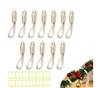 zoocco Christmas Garland Hangers for Mantle, Silicone Adhesive Wreath Hooks, Fireplace Stocking Holders, No Drill Stretchable Straps Garland Clips for Door Frame Stairways Holiday Decor (White,12pc)