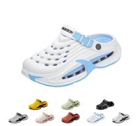 zoocco Classic Clogs for Men And Women Lightweight Flexible (White-Blue,38-39)