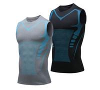 zoocco Compression Shirt Men, S-7XL (Black+Gray,S)