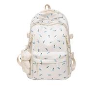 zoocco Coquette Kawaii Floral Backpack, Multipockets Cute Pink Dackpack with Preppy Aesthetic Nylon Rucksack (Orchid)