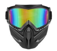 zoocco Detachable Full Face Goggle Mask, Anti-Fog Safety Face Shield for Grass Cutting, Welding, Riding & Paintball, Full Face Goggles with Adjustable Hood (Colorful)