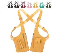 zoocco Double Shoulder Armpit Bag, Adjustable Anti-Theft Leather Shoulder Bag for Men with Hidden Storage for Cel (Yellow)