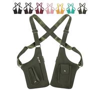 zoocco Double Shoulder Armpit Bag, Adjustable Anti-Theft Leather Shoulder Bag for Men with Hidden Storage for Cel (Army Green)