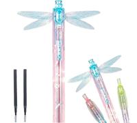 zoocco Dragonfly Gel Pen with Moving Wings, 0.5mm Black Ink, 2 Refills, (Blue)