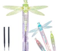 zoocco Dragonfly Gel Pen with Moving Wings, 0.5mm Black Ink, 2 Refills, (Green)