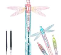 zoocco Dragonfly Gel Pen with Moving Wings, 0.5mm Black Ink, 2 Refills, (Pink)