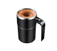 zoocco Electric Coffee Mug with a Built-In LCD Thermometer, Stainless Steel 316, Self Stirring Coffee Mug with Lid for Home, Office, Travel (Black)