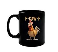 zoocco F Caw F Coffee Mug, Funny Rooster Chicken Coffee Cup, Ceramic F-Caw-F Mug for Men Women for Office Home, Gag Present (350 ml Black)
