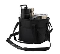 zoocco Family Size 4 Compartment Drink Bag, Insulated Drink Carrier Bag with Adjustable Strap & Handle, Reusable Tumbler Caddy for Travel, Sports, Picnic (Black)