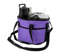 zoocco Family Size 4 Compartment Drink Bag, Insulated Drink Carrier Bag with Adjustable Strap & Handle, Reusable Tumbler Caddy for Travel, Sports, Picnic (Light Purple)
