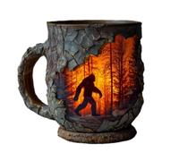 zoocco Foot Forest Fire Mug, 3D Embossed Wilderness Survival Theme Campfire Coffee Cup, Paranormal Lovers Collectors Item for Mountain Adventures (1pcs(no spoon))