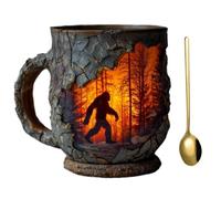 zoocco Foot Forest Fire Mug, 3D Embossed Wilderness Survival Theme Campfire Coffee Cup, Paranormal Lovers Collectors Item for Mountain Adventures (1pcs(with spoon))