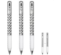 zoocco Geometric Decompression Pen - Fidget Pen for Adults, Anxiety Relief Crinkle Design, 0.5mm Smooth Writing (Silver)