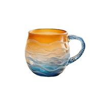 zoocco Golden Tide Mug - Ocean Wave Glass Mug with Handle, Unique Textured Artistic Drink ware for Coffee Tea Gift for Ocean Lovers (3* Pcs)