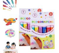 zoocco Marcadores Puffy, DIY Bubble Popcorn Crafts for Kids Boost Creativity & Imagination 3D Magic Puffy Pens for Birthday Gift (2pcs)
