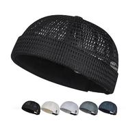 zoocco Men's Breathable Brimless Hat, Summer Mesh Docker Hat, Adjustable Lightweight Brimless - Lightweight Mesh for Summer (Black)
