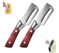 zoocco Multifunctional Vegetable Peeler, Stainless Steel Peeler with Wooden Handle, Speed Peelers for Potato Carrot Apple Fruit (2 PCS)