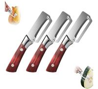 zoocco Multifunctional Vegetable Peeler, Stainless Steel Peeler with Wooden Handle, Speed Peelers for Potato Carrot Apple Fruit (3 PCS)