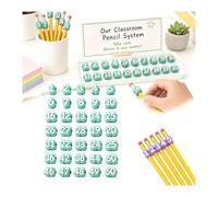 zoocco Numbered Pencil Toppers, Reusable Pencil Labels for Classroom Organization, Teacher Supplies for Student Number Tracking, School Supply Management (Green,50pc)