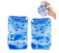 zoocco Ocean Ice Cube Squishy - Glitter Beach Squishies with Floating Shells, Slow-Rise Sensory Toy for Stress Relief, Kids & Adults, Pocket-Sized Ocean Cube Squishies (Snowflakes 4 PS)