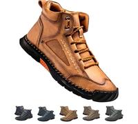zoocco Olveros Boots, Cryonessa Men's Comfortable Handmade Leather Boots - Waterproof, Arch Support, Pressure Relief, Spacious Toe Box for Outdoor Adventures (Brown,44)