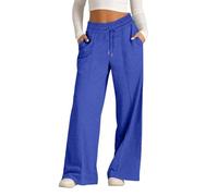 zoocco Pantaloni Uomo Sportivi, High Waisted Wide Leg Sweatpants with Pockets for Office Travel Sports Everyday Life (Blue,XXL)