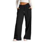zoocco Pantaloni Uomo Sportivi, High Waisted Wide Leg Sweatpants with Pockets for Office Travel Sports Everyday Life (Black,XXL)
